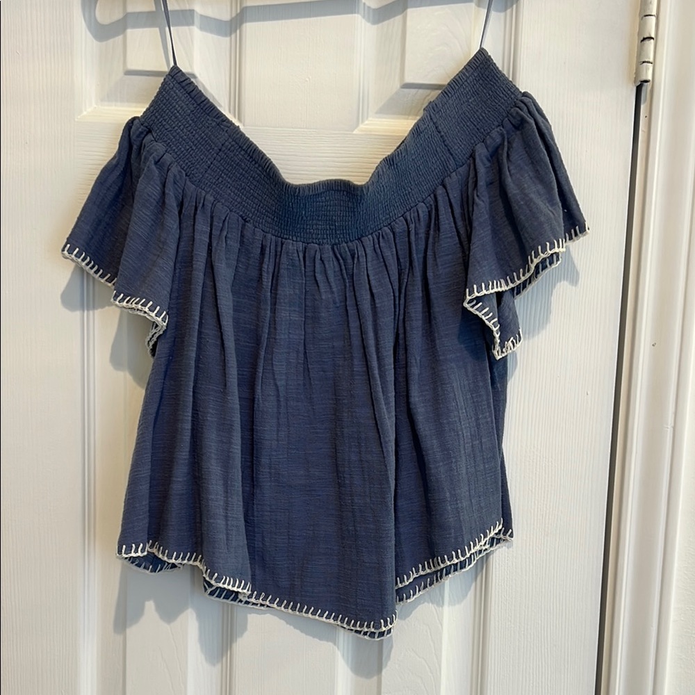 Women's Off-Shoulder Navy Top